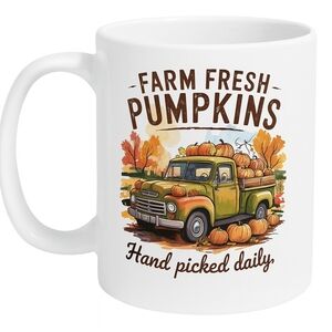 11 Oz Charming Farm Fresh Pumpkins Mug - White
